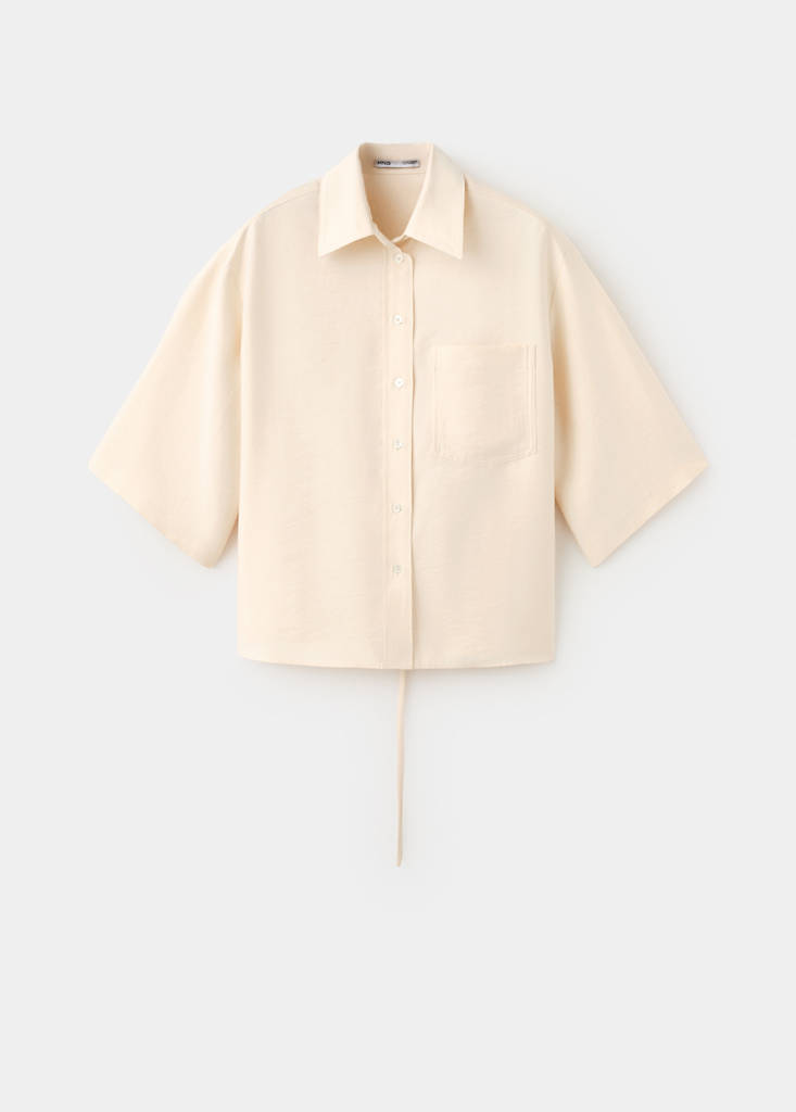 Lyocell overshirt with pocket — Ecru