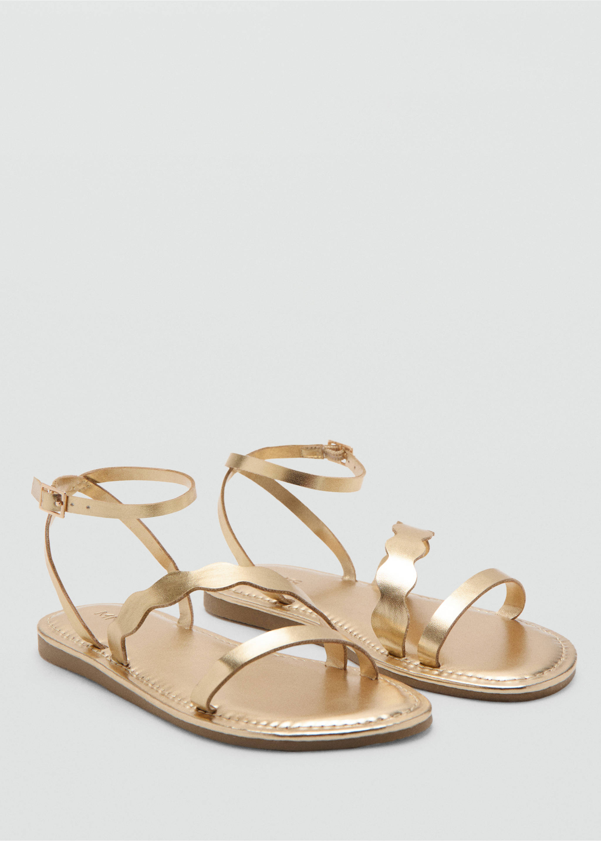 Metallic strappy sandals - Medium plane, Gold. Ref: 27087891-00.