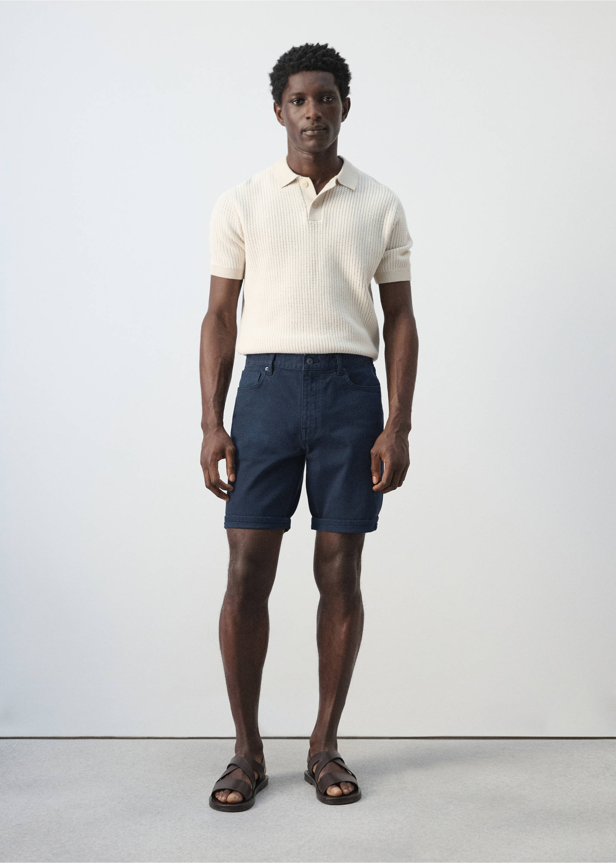 Bermuda en jean slim fit - Plan général, Bleu marine. Ref: 27087894-00.