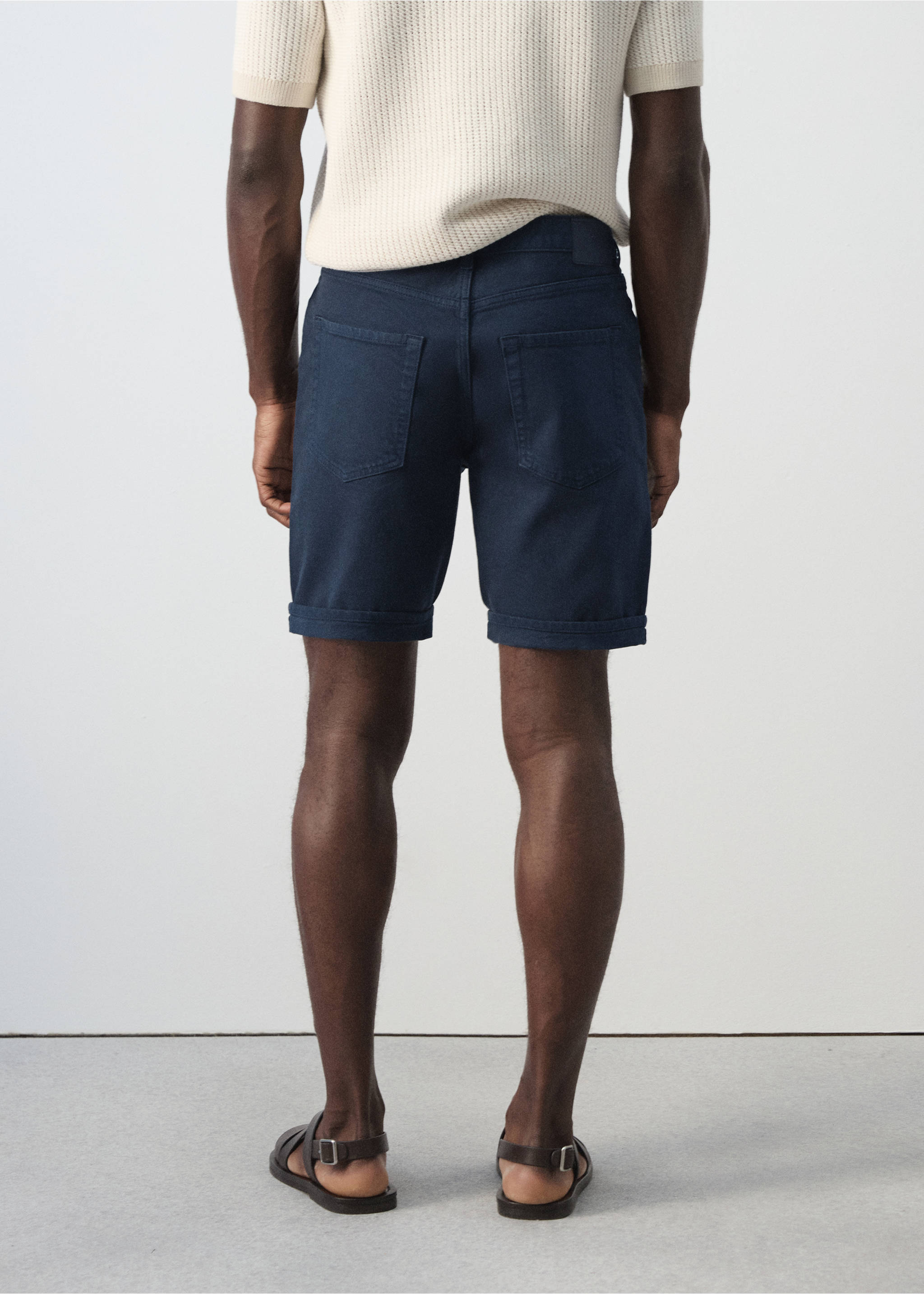 Bermuda en jean slim fit - Verso de l’article, Bleu marine. Ref: 27087894-00.