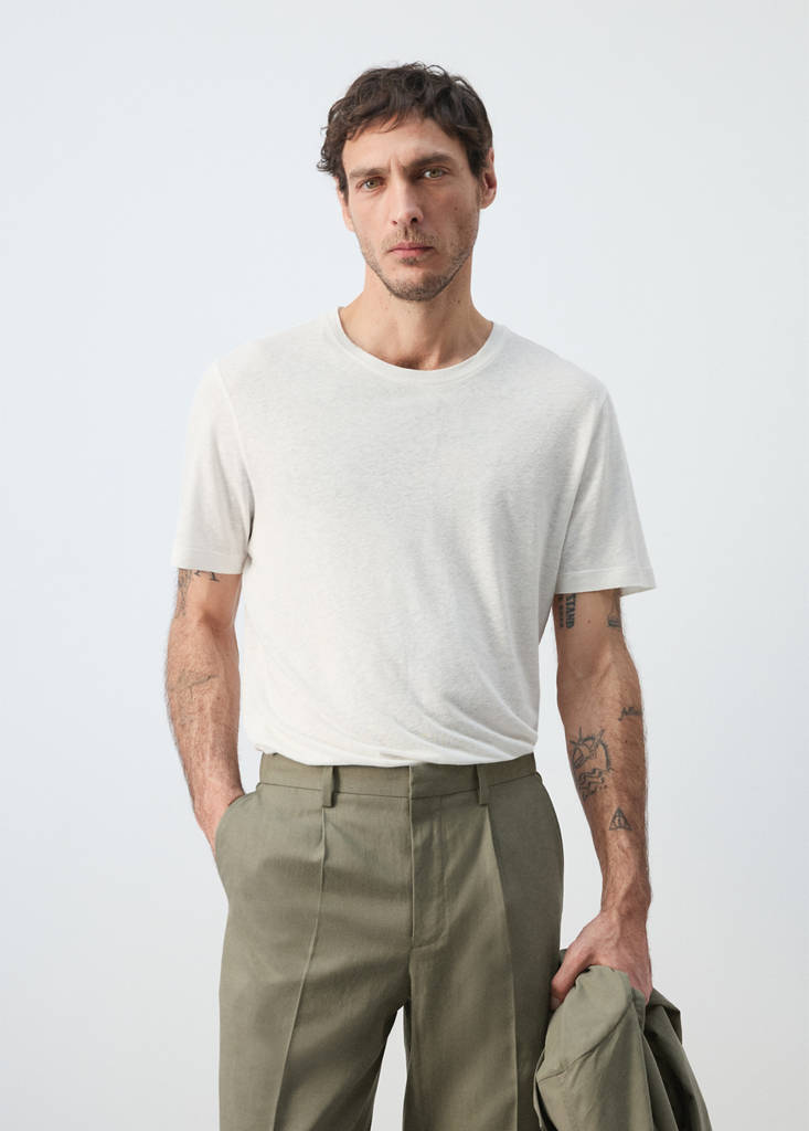 Linen blend T-shirt — White