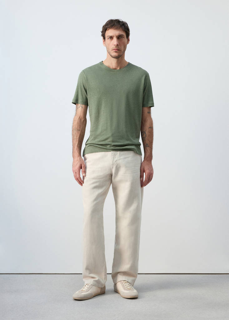 Linen blend T-shirt — Forest Green
