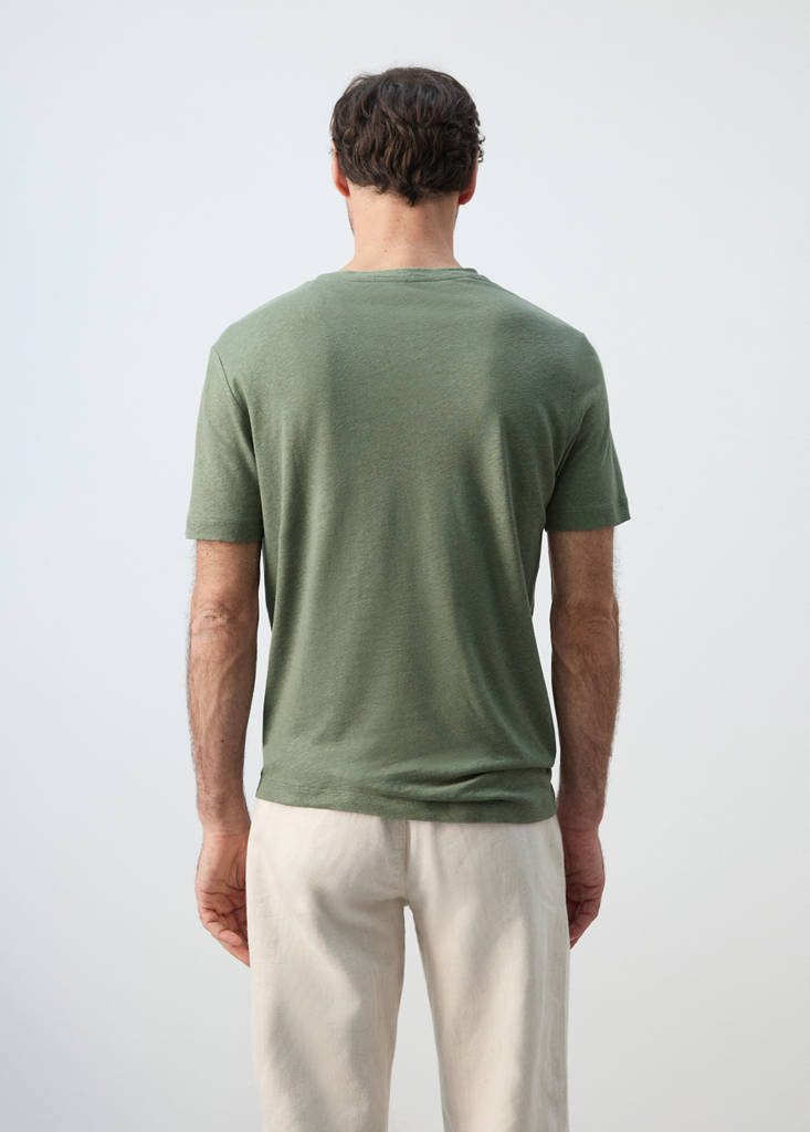 Linen blend T-shirt — Forest Green