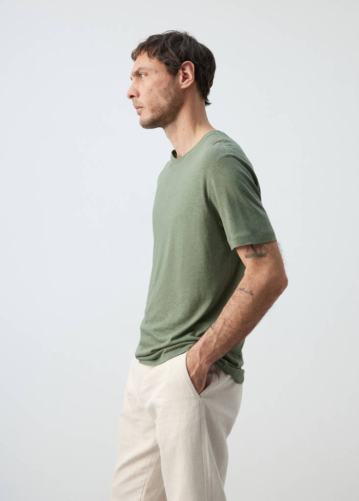 Linen blend T-shirt — Forest Green