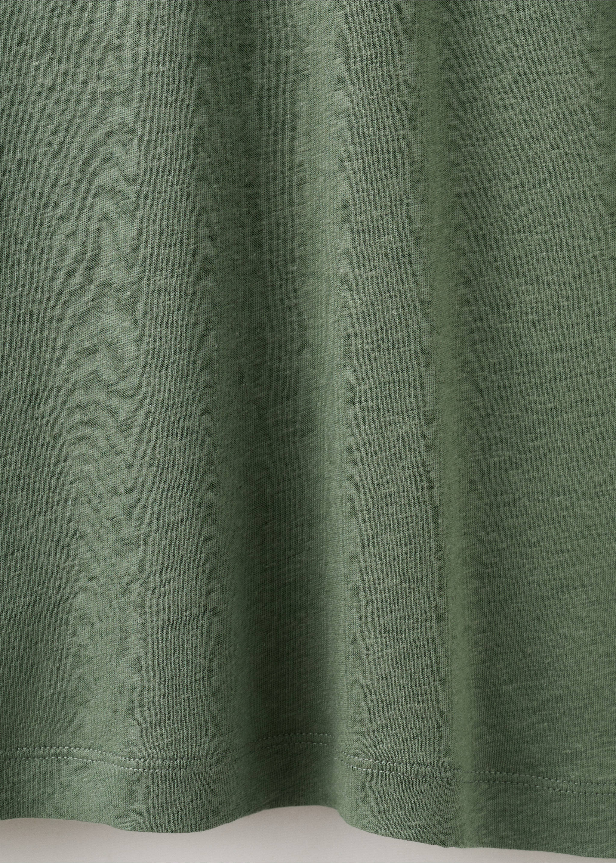 Linen slim-fit t-shirt - Details of the article 8, Forest Green. Ref: 27087895-00.