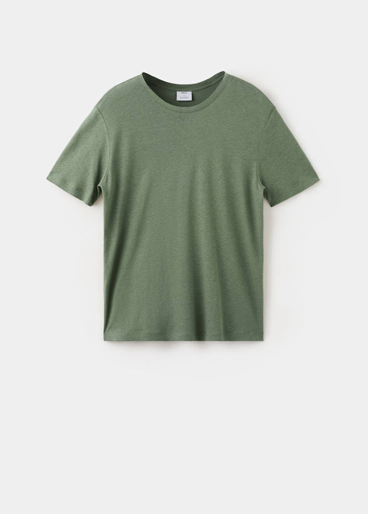 Linen blend T-shirt — Forest Green