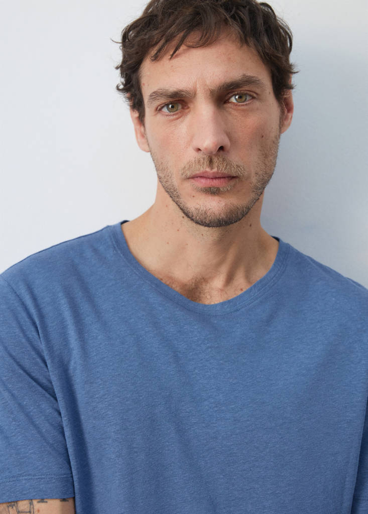 Linen blend T-shirt — China Blue