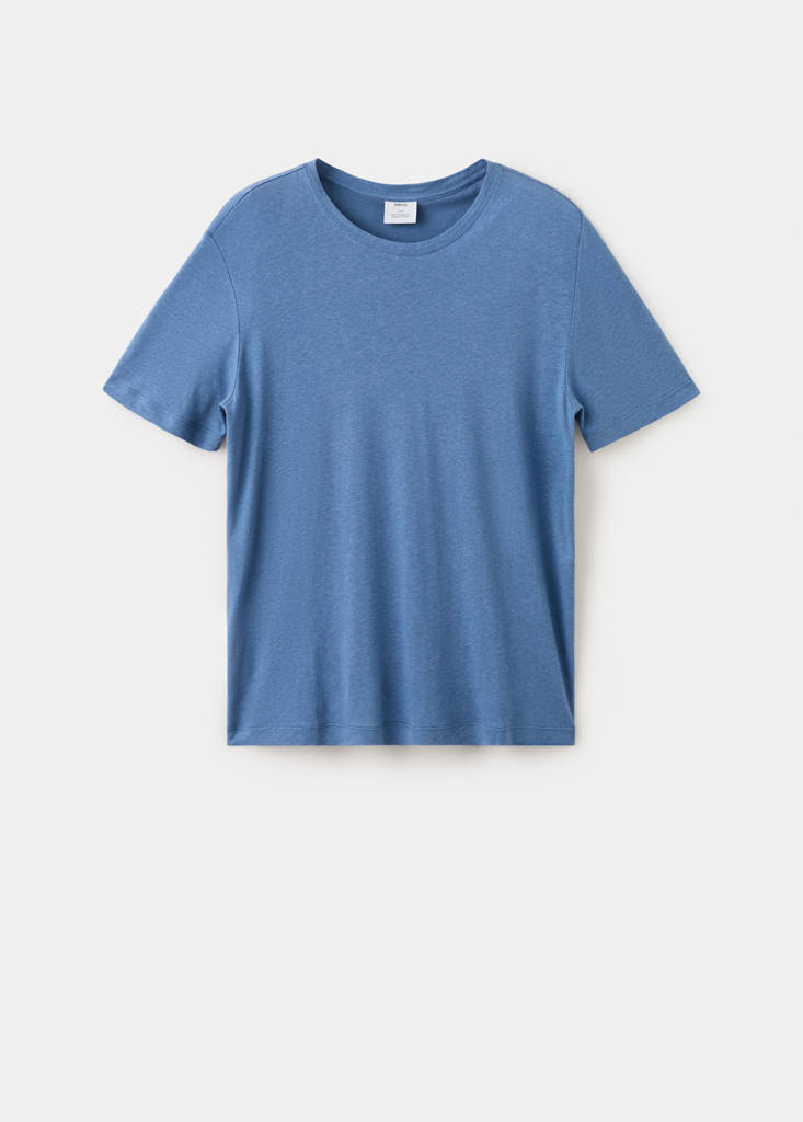 Linen blend T-shirt — China Blue