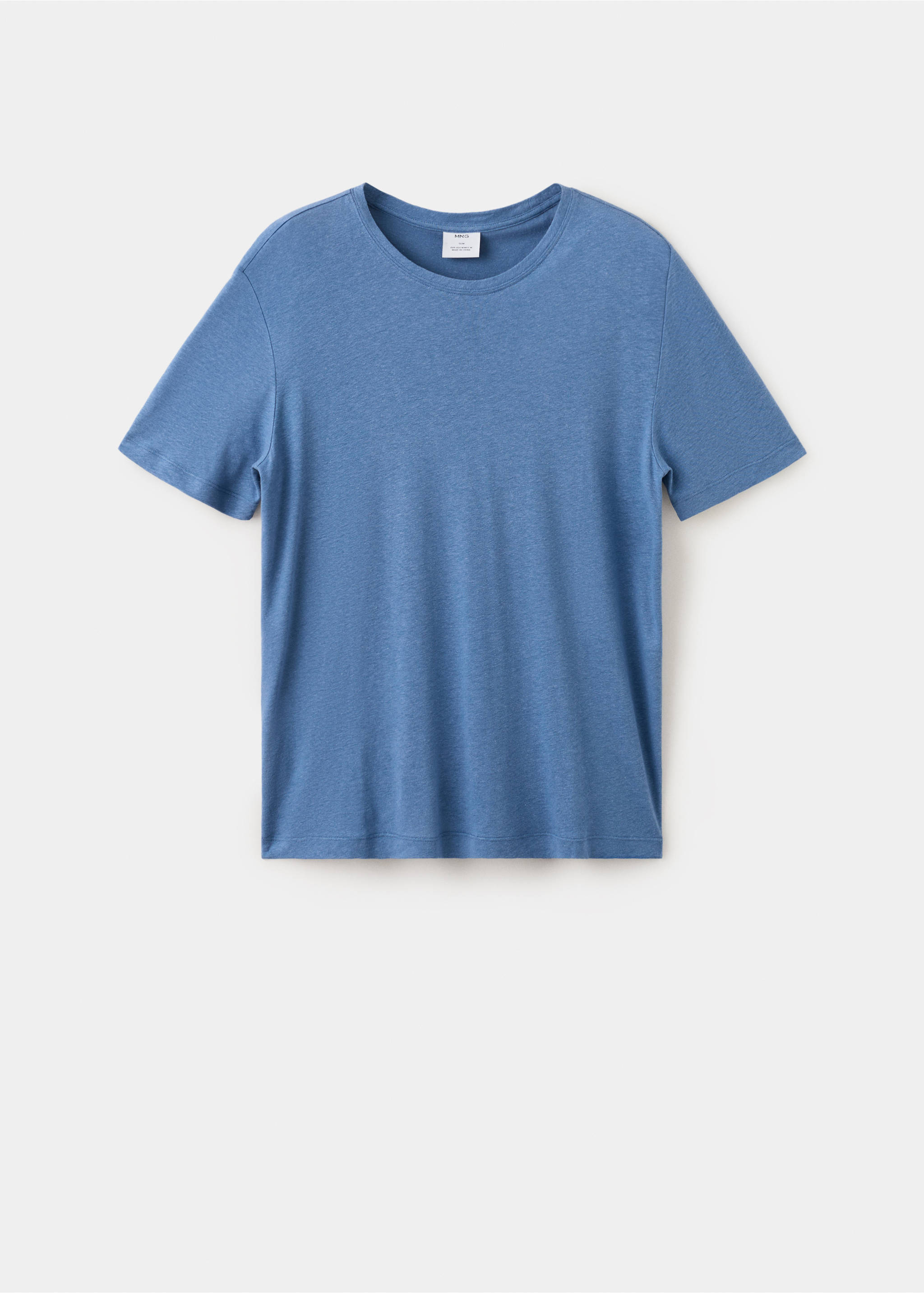 Camiseta lino slim fit - Artículo sin modelo, Azul porcelana. Ref: 27087895-00.