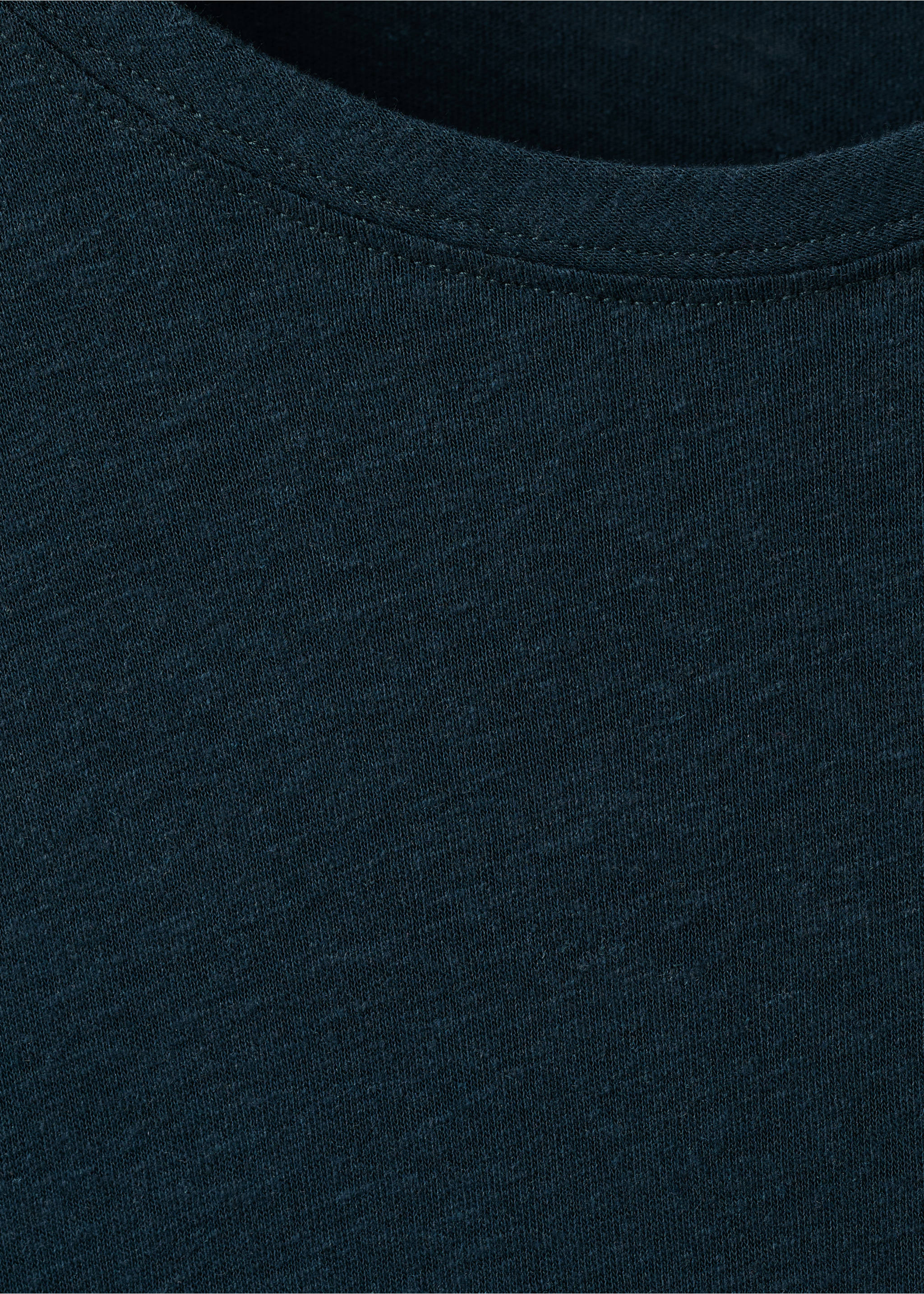 Linen slim-fit t-shirt - Details of the article 8, Navy. Ref: 27087895-00.