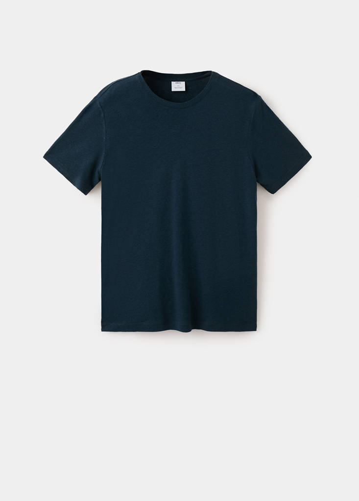 Linen blend T-shirt — Navy