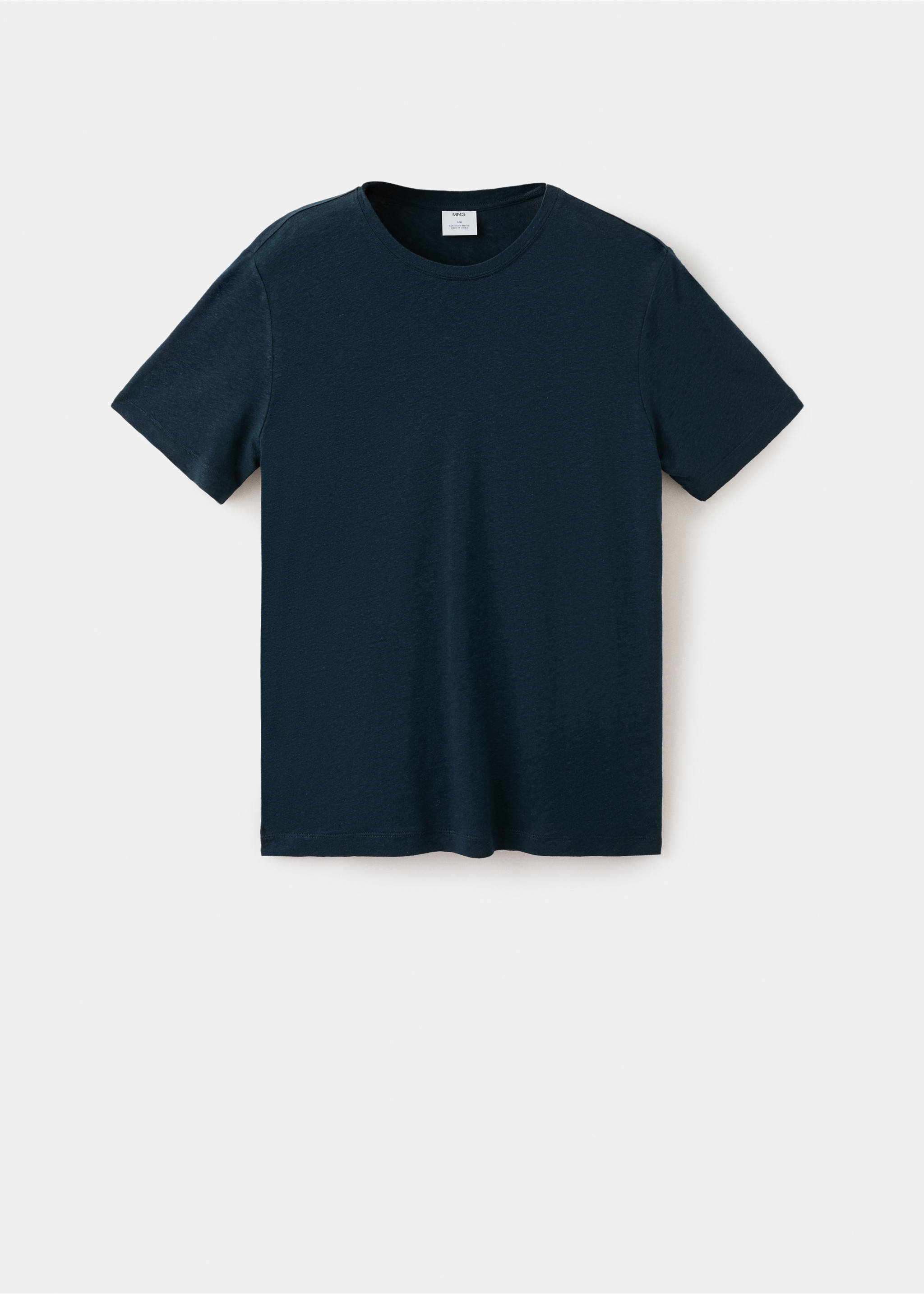 Camiseta lino slim fit - Artículo sin modelo, Azul marino. Ref: 27087895-00.