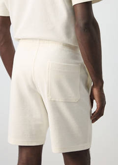 Textured cotton bermuda shorts with drawstring — White 6