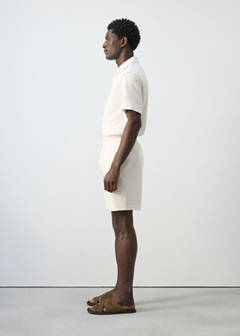 Textured cotton bermuda shorts with drawstring — White 5