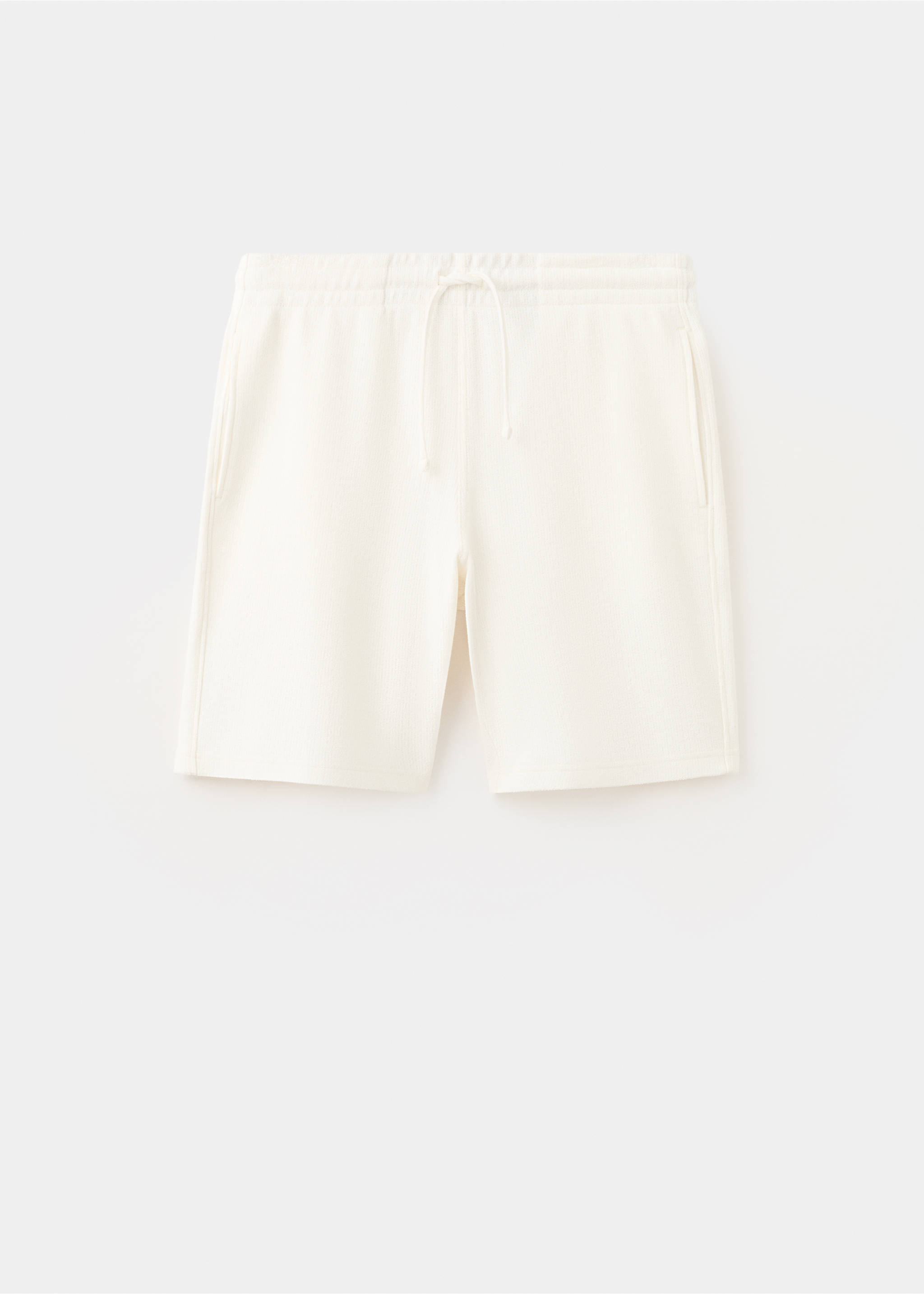 Textured cotton bermuda shorts with drawstring - Article without model, White. Ref: 27087896-00.