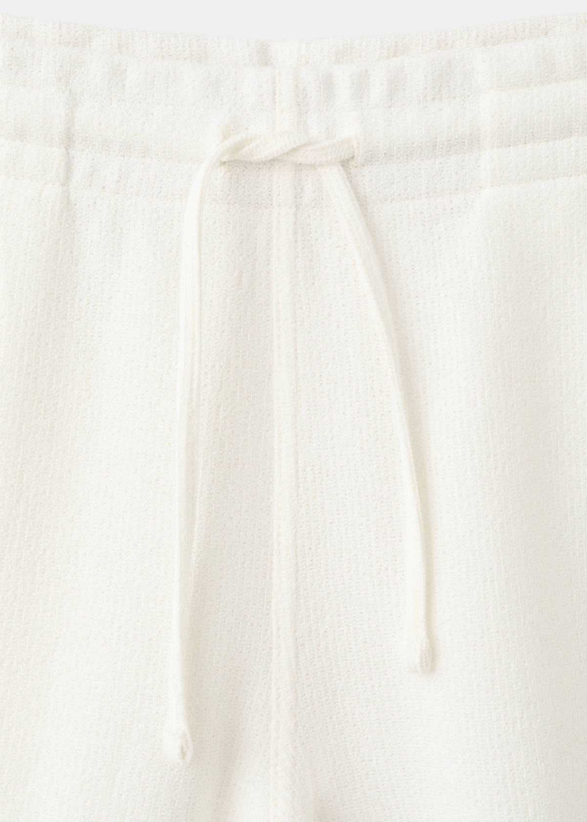 Textured cotton bermuda shorts with drawstring — White