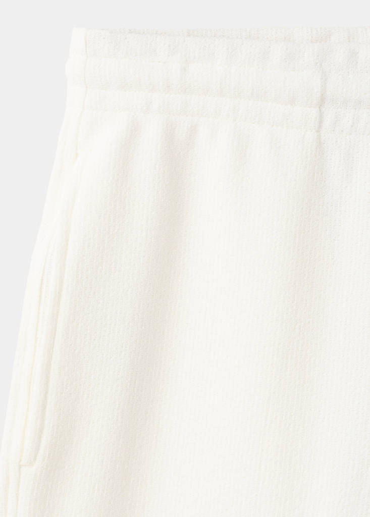 Textured cotton bermuda shorts with drawstring — White