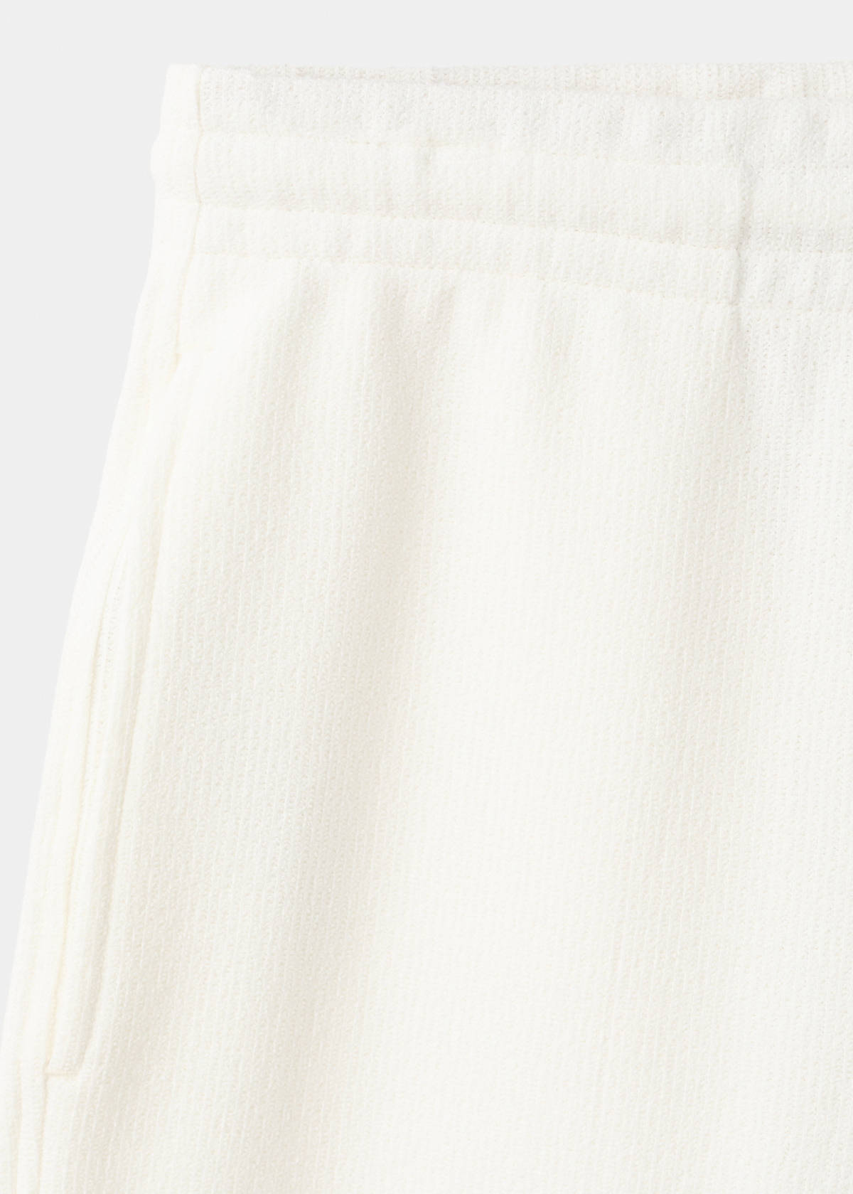 Textured cotton bermuda shorts with drawstring — White