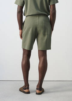 Textured cotton bermuda shorts with drawstring — Forest Green 3