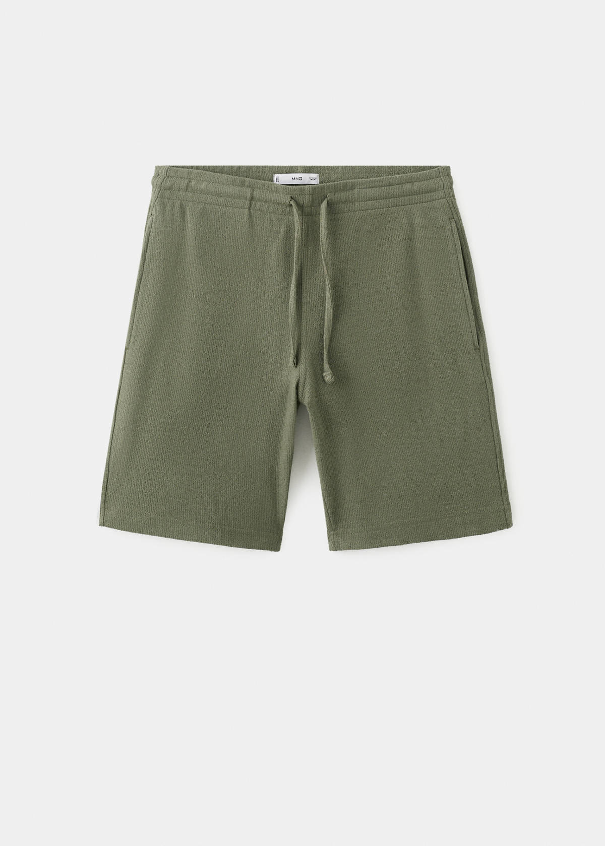 Textured cotton bermuda shorts with drawstring — Forest Green