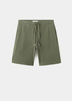 Textured cotton bermuda shorts with drawstring — Forest Green 7