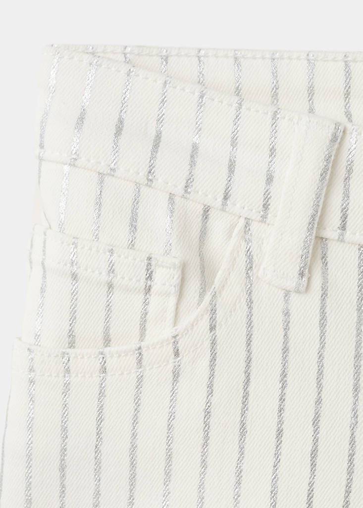 Striped denim shorts — White