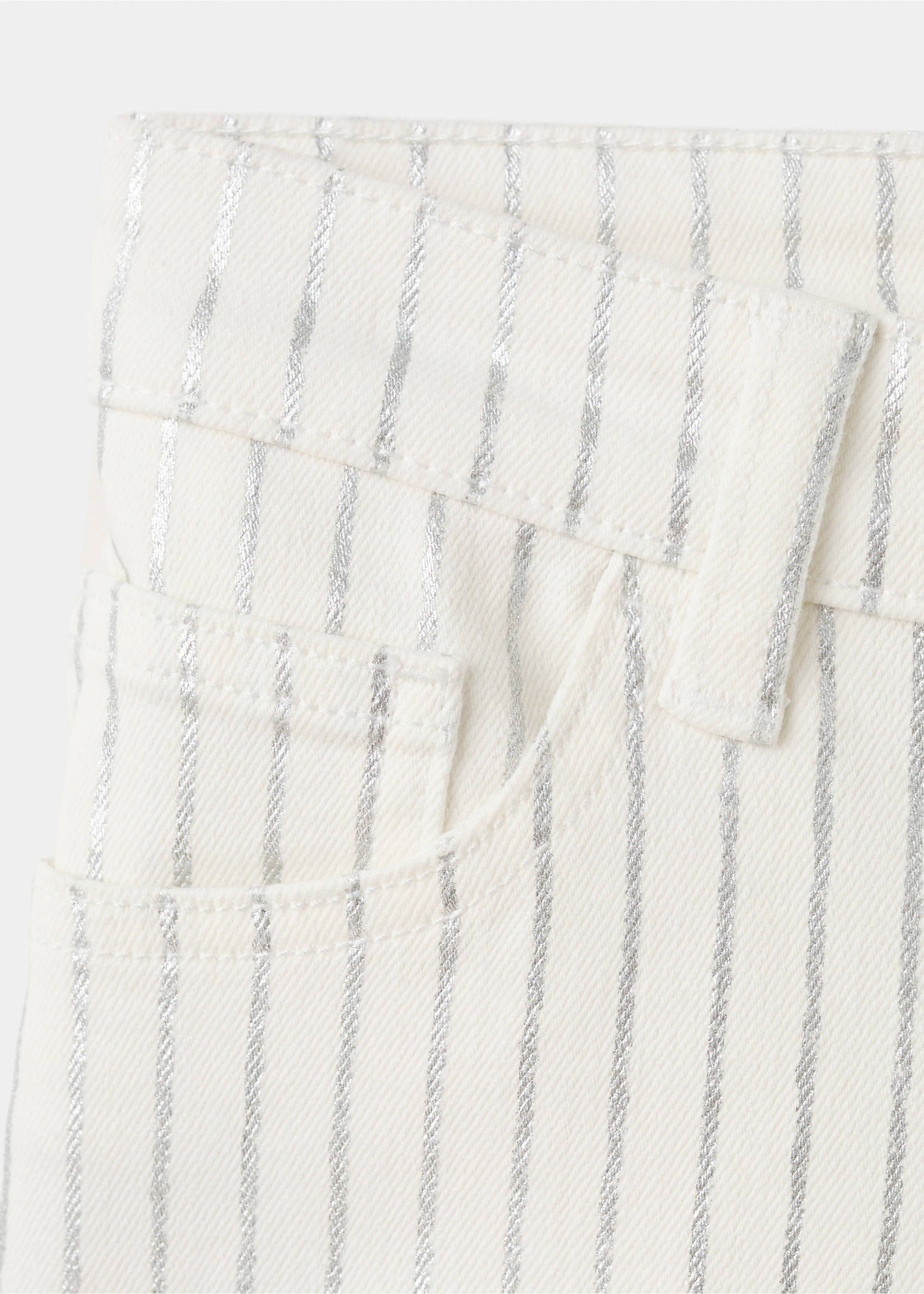 Striped denim shorts - Details of the article 8, White. Ref: 27087898-00.