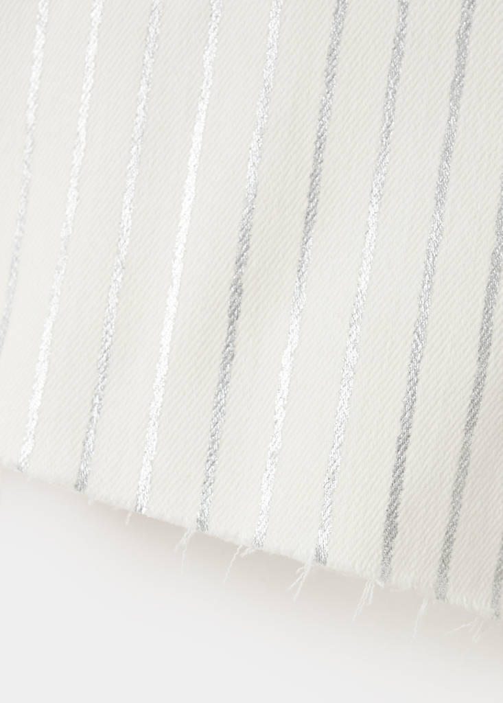 Striped denim shorts — White