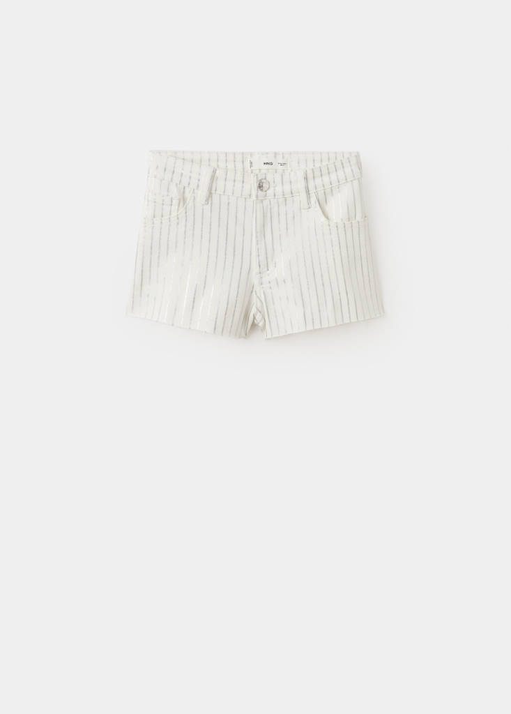 Striped denim shorts — White