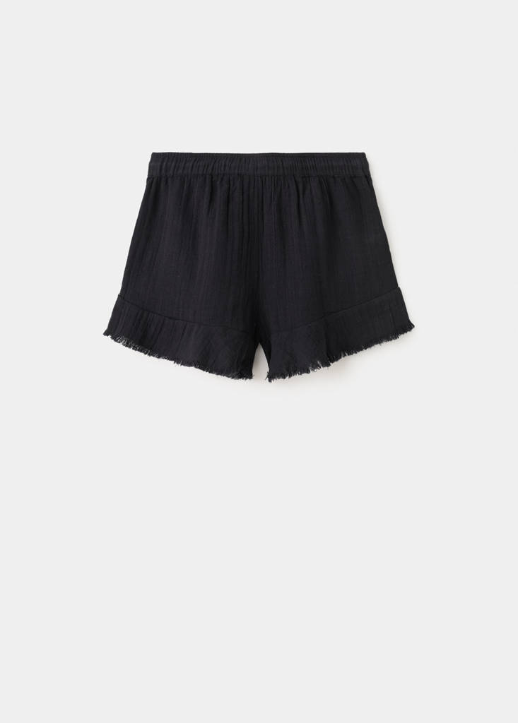 Frayed hem shorts — Black