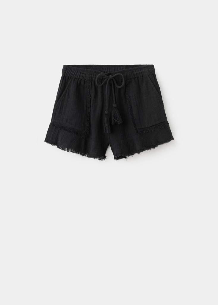 Frayed hem shorts — Black
