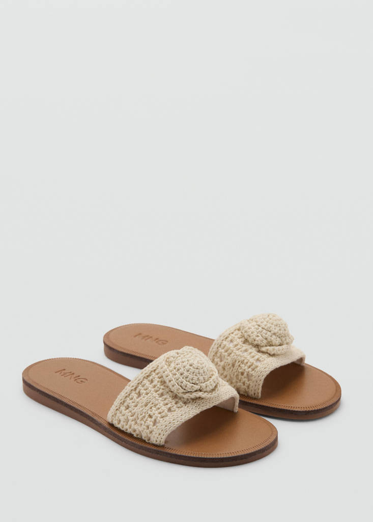Flat crochet sandal — Off White