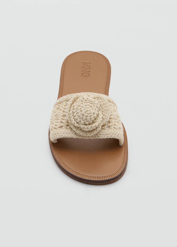 Flat crochet sandal — Off White