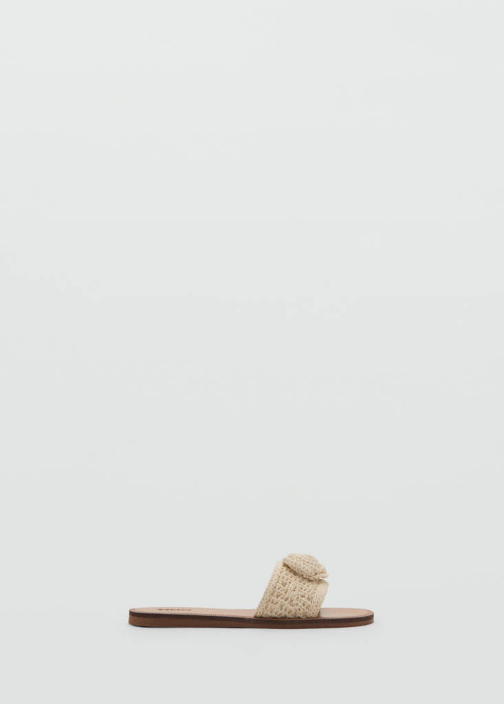 Flat crochet sandal — Off White