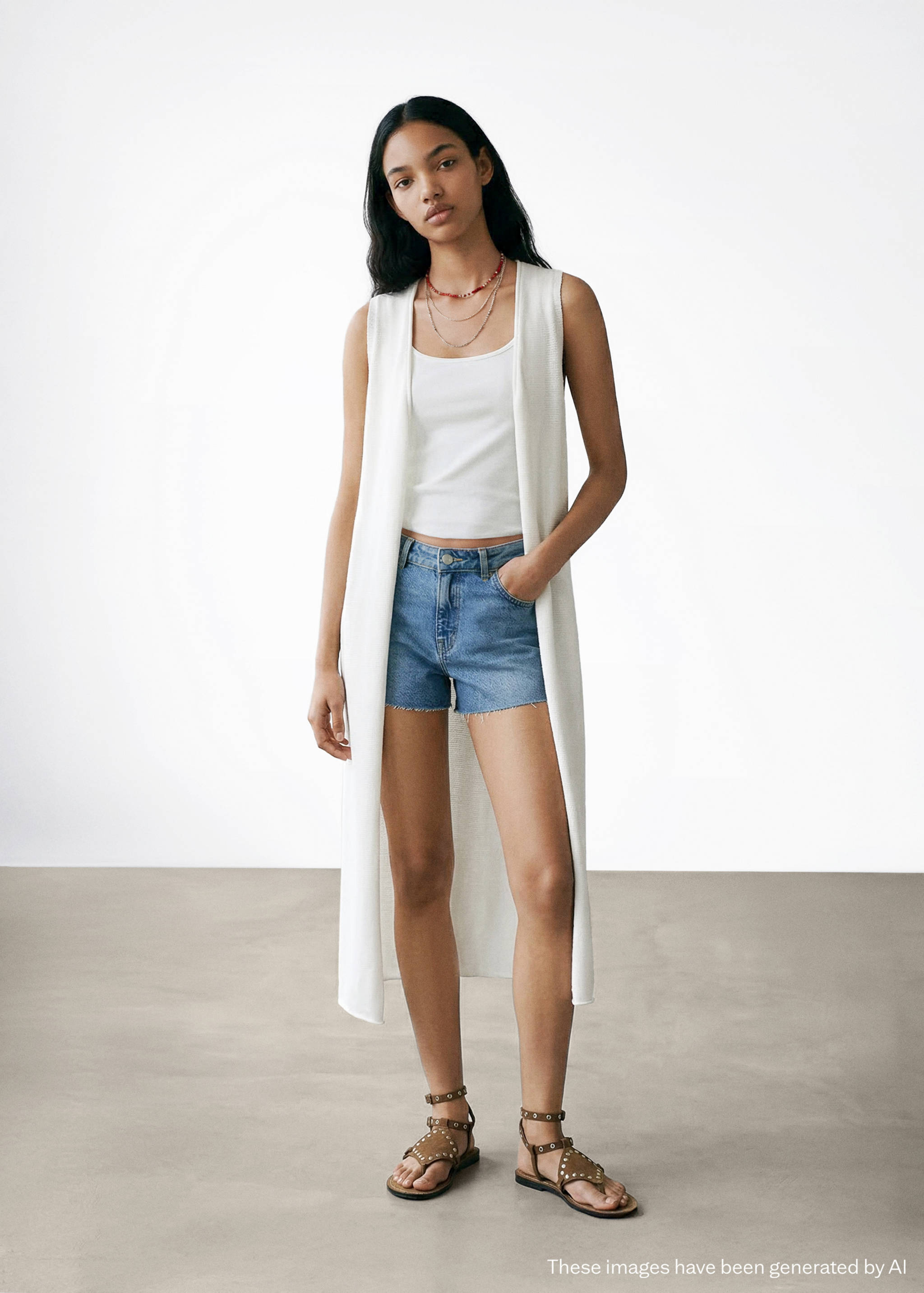 Knit long cardigan - General plane