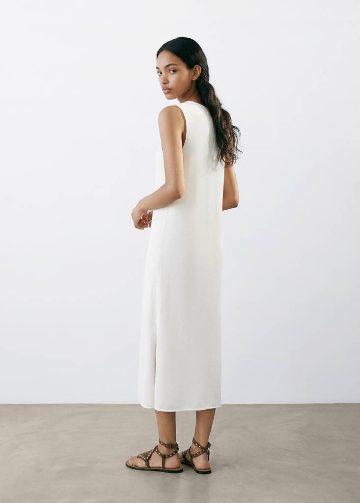 Knit long cardigan — Ecru