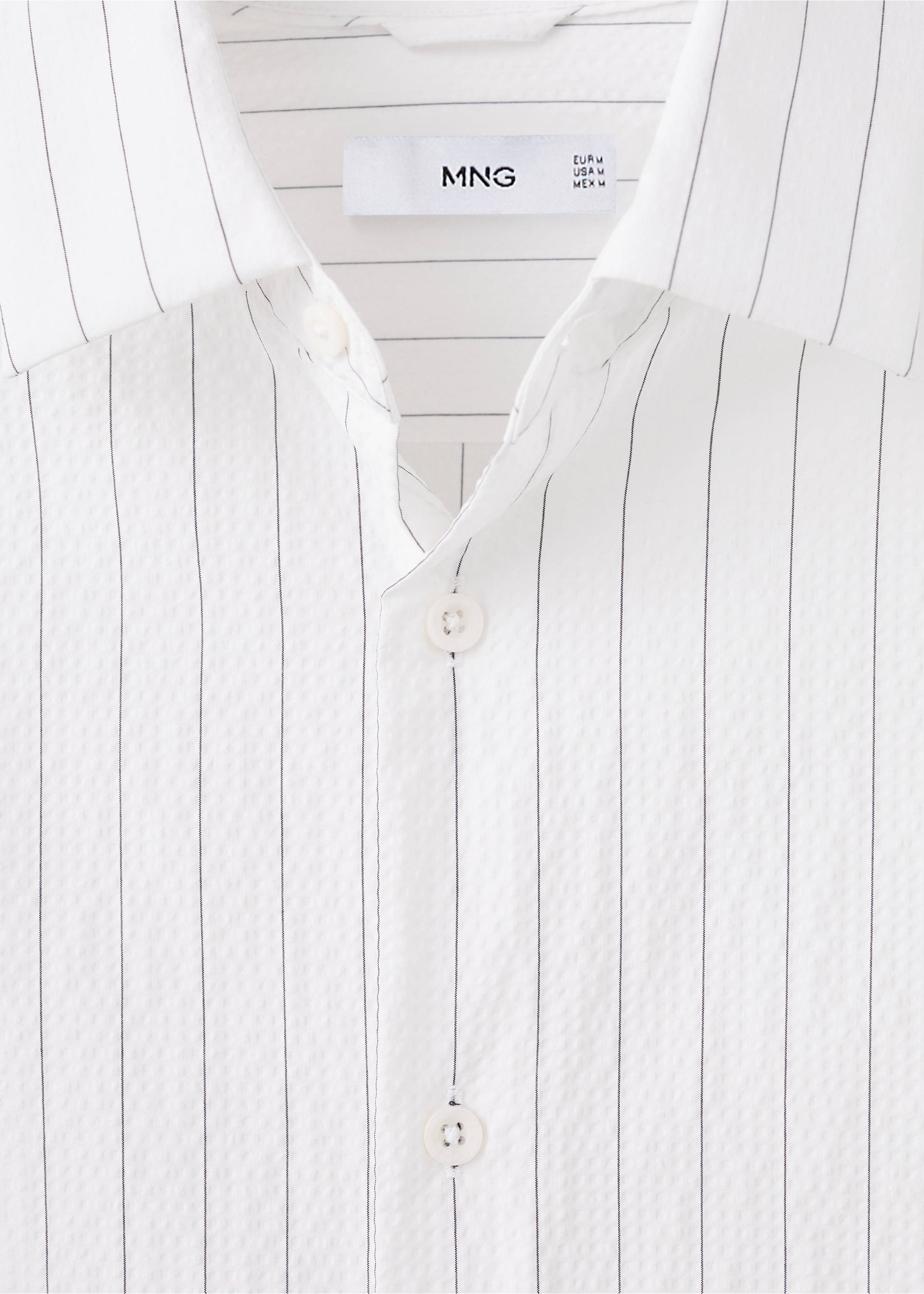 Camisa ratlla diplomàtica efecte arrugat - Detall de l'article 8, Blanc. Ref: 27087910-00.