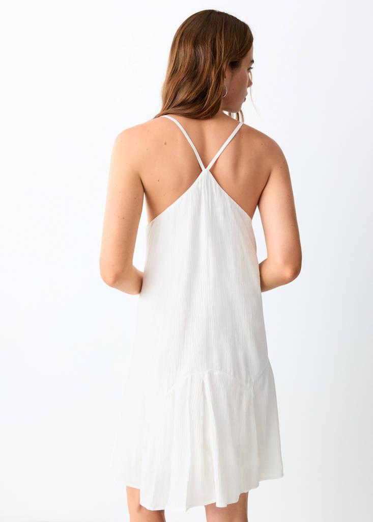 Short dress with bead detail — Off White