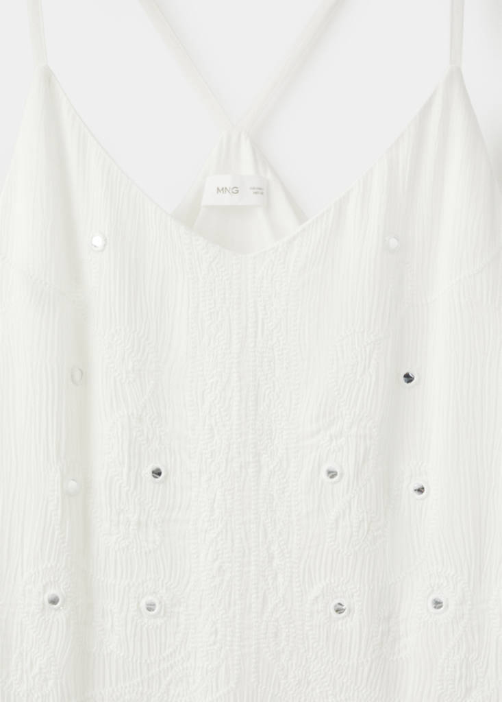 Short dress with bead detail — Off White