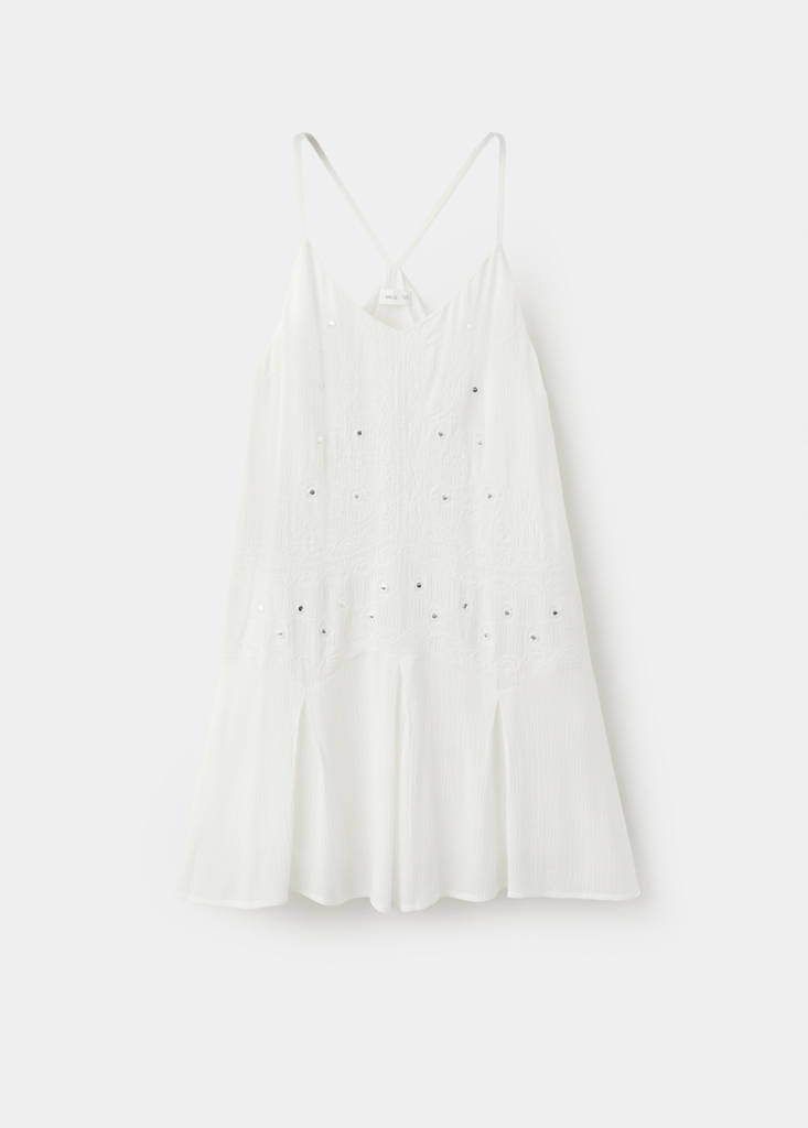 Short dress with bead detail — Off White
