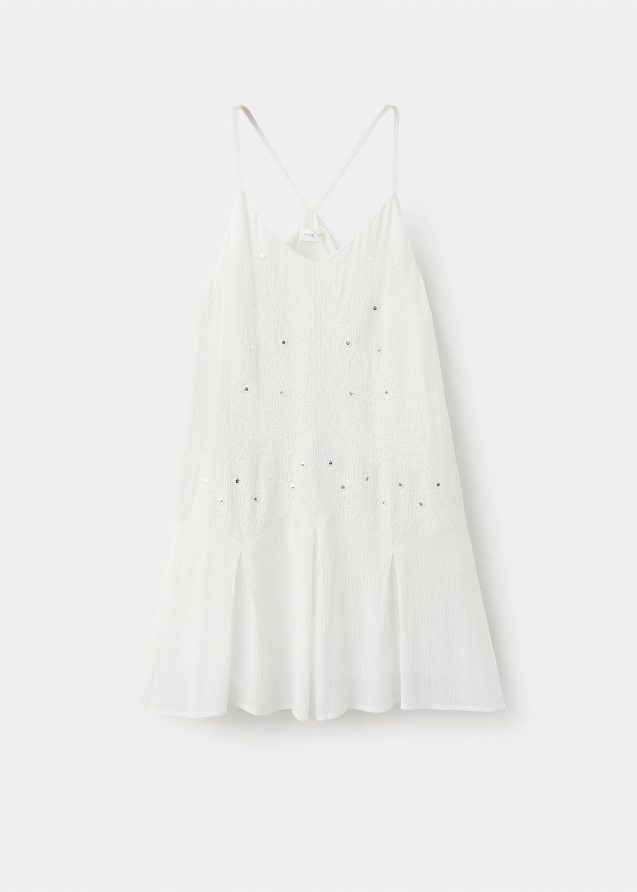 Robe courte détail perles - Article sans modèle, Blanc cassé. Ref: 27087914-01.