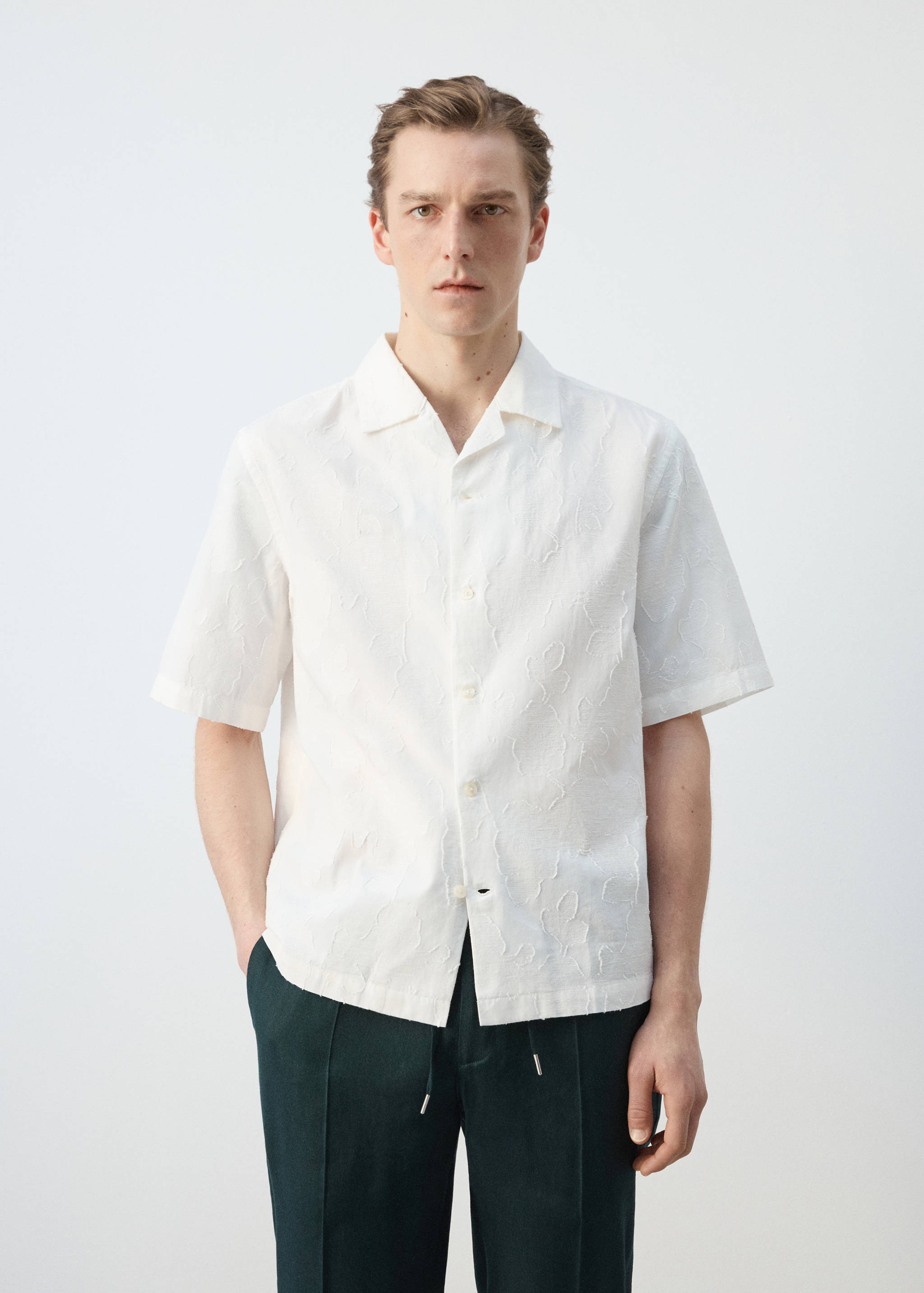 Chemise regular-fit coton col bowling - Plan moyen