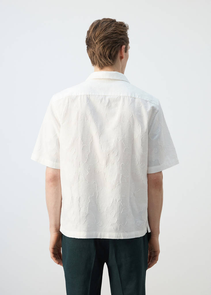Regular-fit cotton bowling collar shirt — Off White