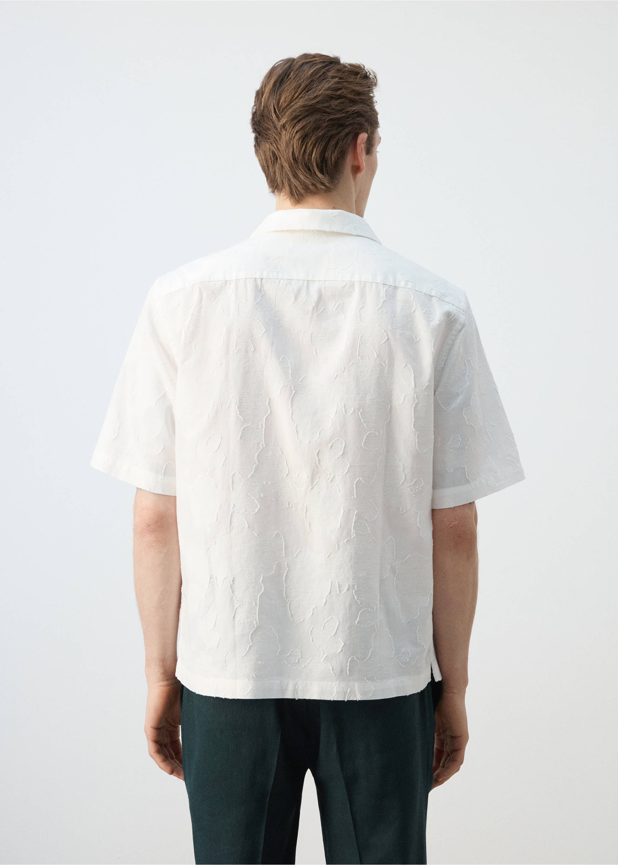 Chemise regular-fit coton col bowling - Verso de l’article, Blanc cassé. Ref: 27087915-00.
