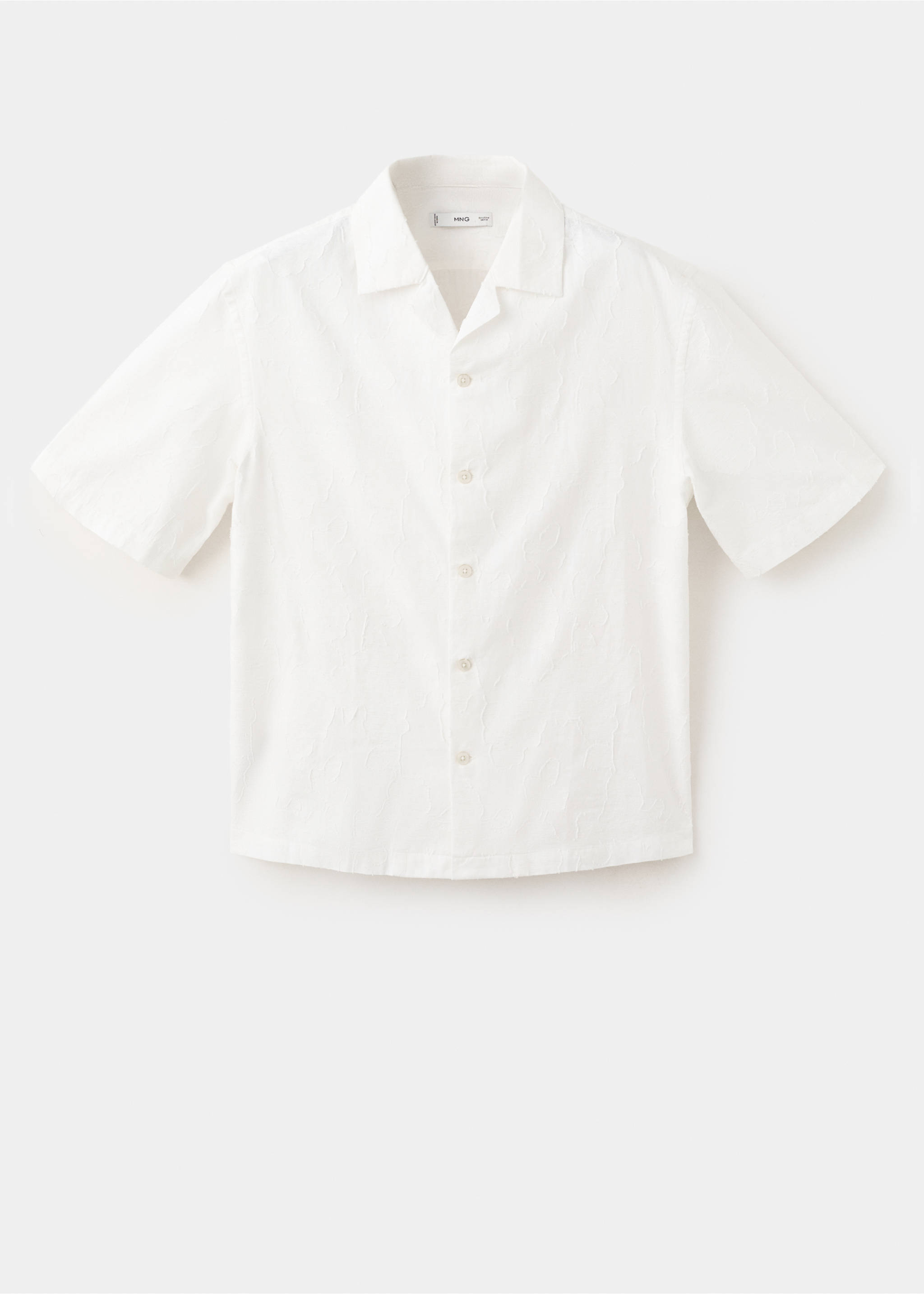 Chemise regular-fit coton col bowling - Article sans modèle, Blanc cassé. Ref: 27087915-00.