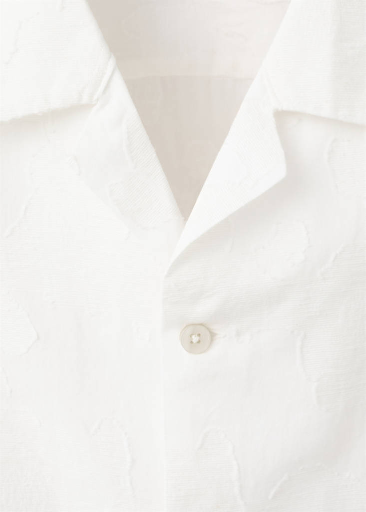 Regular-fit cotton bowling collar shirt — Off White