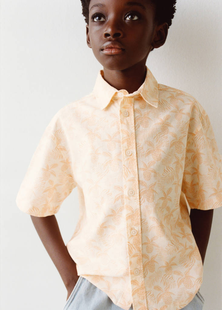 Palm print shirt — Pastel Orange