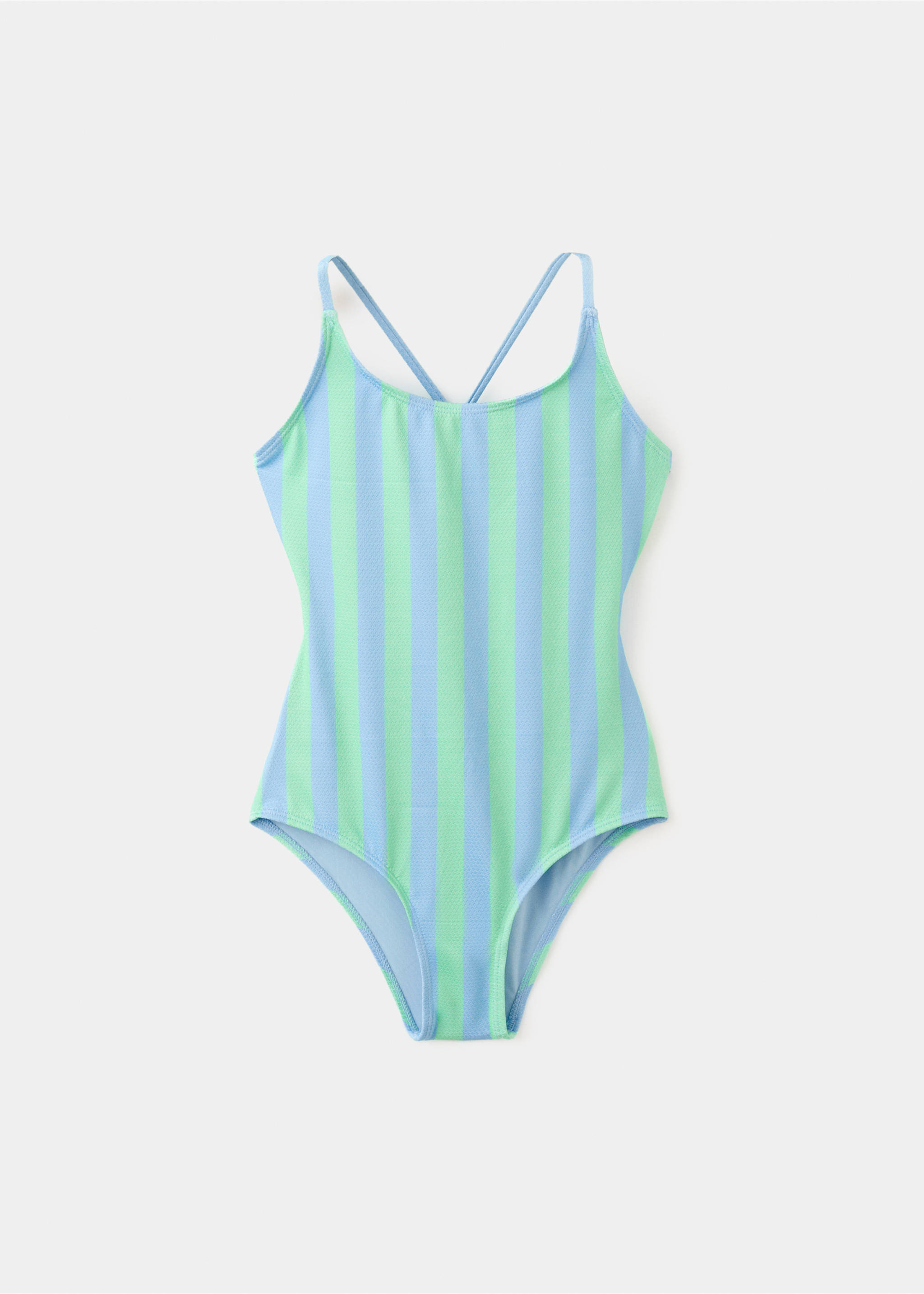 Two-tone striped swimming costume - Article without model, Blue. Ref: 27087917-00.