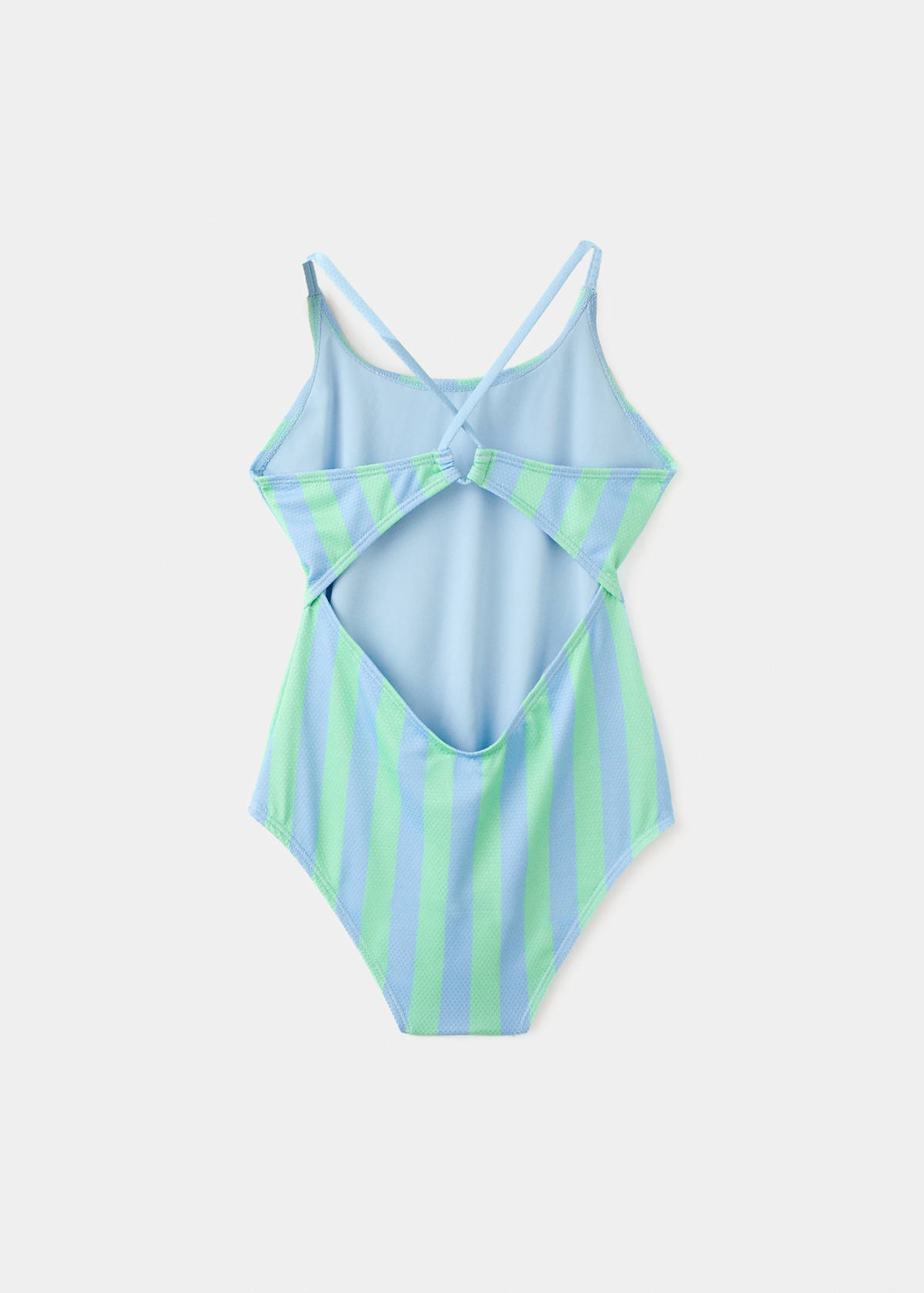 Two-tone striped swimming costume — Blue
