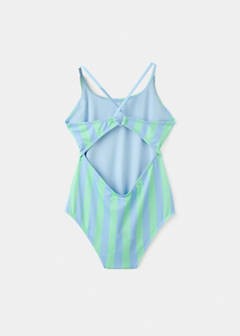 Two-tone striped swimming costume — Blue 4